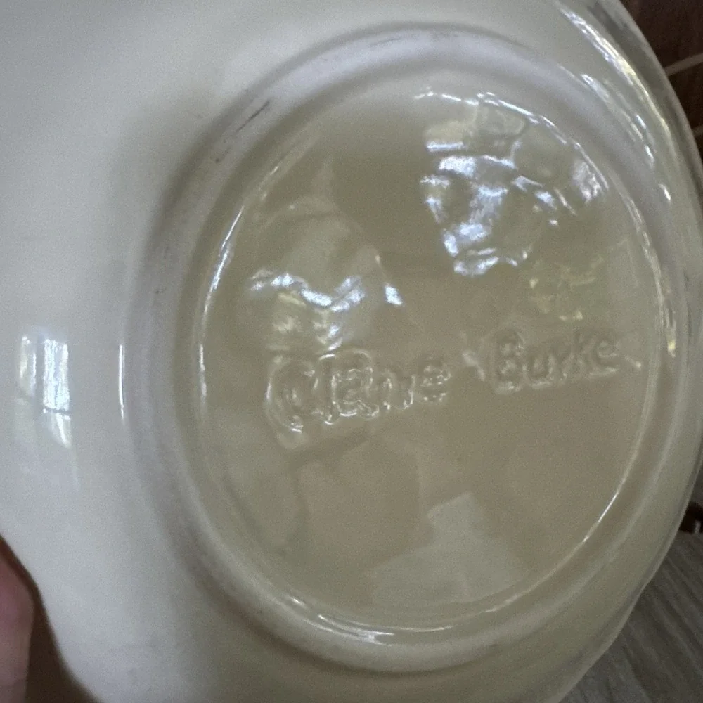Claire Burke Pottery ~ Ivory Dinner Pie Plate Serving Dish ~ Raised Fruit Design